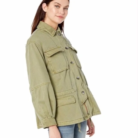 Free People Women's Seize the Day Military Jacket MEDIUM Army Oversized Boho NEW - Picture 4 of 13